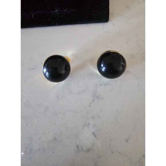Vintage clip-on round studs with dingle attachment black - Picture 3 of 7